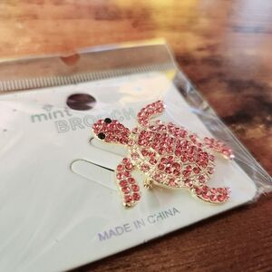 Pink Rhinestone Turtle Brooch